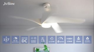 LED লাইট রিভিউ সহ 62 ইঞ্চি আধুনিক সাদা সিলিং ফ্যান