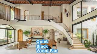52 ইঞ্চি কালো কাঠ সিলিং ফ্যান শান্ত ডিসি মোটর