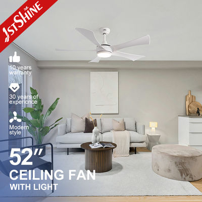 কেনা 5 ব্লেড সাদা ABS ব্লেড সিলিং ফ্যান LED আলো সহ, 52'' সিলিং ফ্যান উইথ লাইট অনলাইনে উৎপাদন