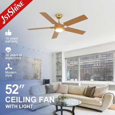 কেনা রিমোট সহ 1stshine LED সিলিং ফ্যান কাঠের শস্যের ফিনিশ 5 ব্লেড লোগো 1stshine/OEM লোগো অনলাইনে উৎপাদন