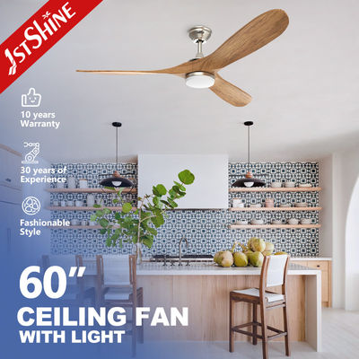 কেনা 60 ইঞ্চি LED সিলিং ফ্যান ল্যাম্প চ্যান্ডেলার কম্বো আলো সলিড কাঠের ব্লেড অনলাইনে উৎপাদন