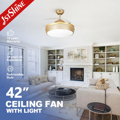 ভালো দাম এলইডি লাইট সহ স্বচ্ছ লুকানো ব্লেড সিলিং ফ্যান 1stshine বিলাসবহুল ইউরোপীয় নকশা অনলাইন