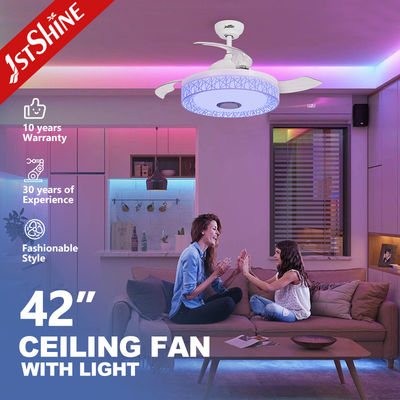 এসি মোটর টাইপ 1stshine Retractable Blades স্পিকার এবং আলো সহ সঙ্গীত সিলিং ফ্যান