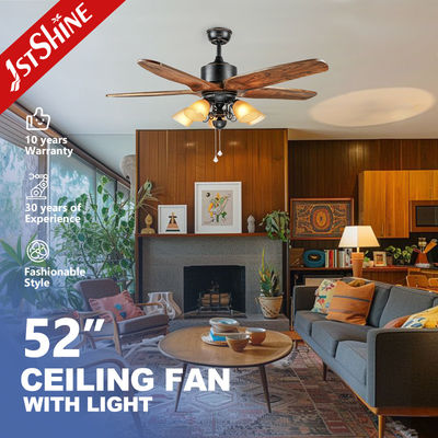 ভালো দাম সাপোর্ট ডিমার ৫২ ইঞ্চি সিলিং ফ্যান, ৫টি কাঠের ব্লেড এবং পুল চেইন সহ, ইনপুট ১১০-২৪০V অনলাইন